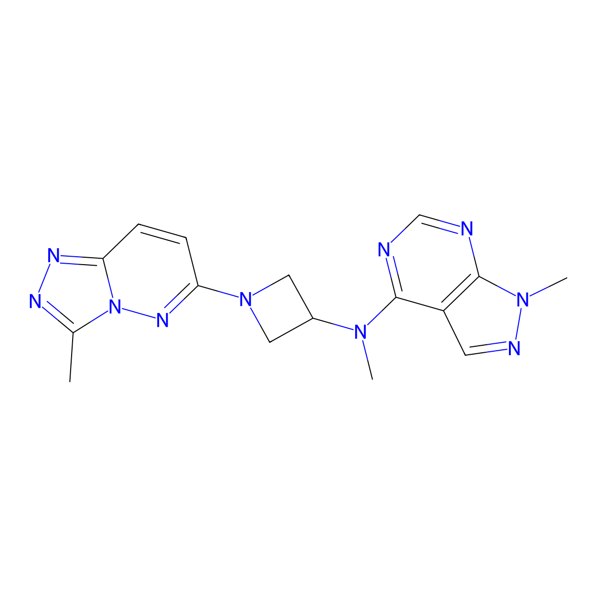 N-methyl-N-{1-methyl-1H-pyrazolo[3,4-d]pyrimidin-4-yl}-1-{3-methyl-[1,2,4]triazolo[4,3-b]pyridazin-6-yl}azetidin-3-amine molecular structure, CAS 2199212-50-3