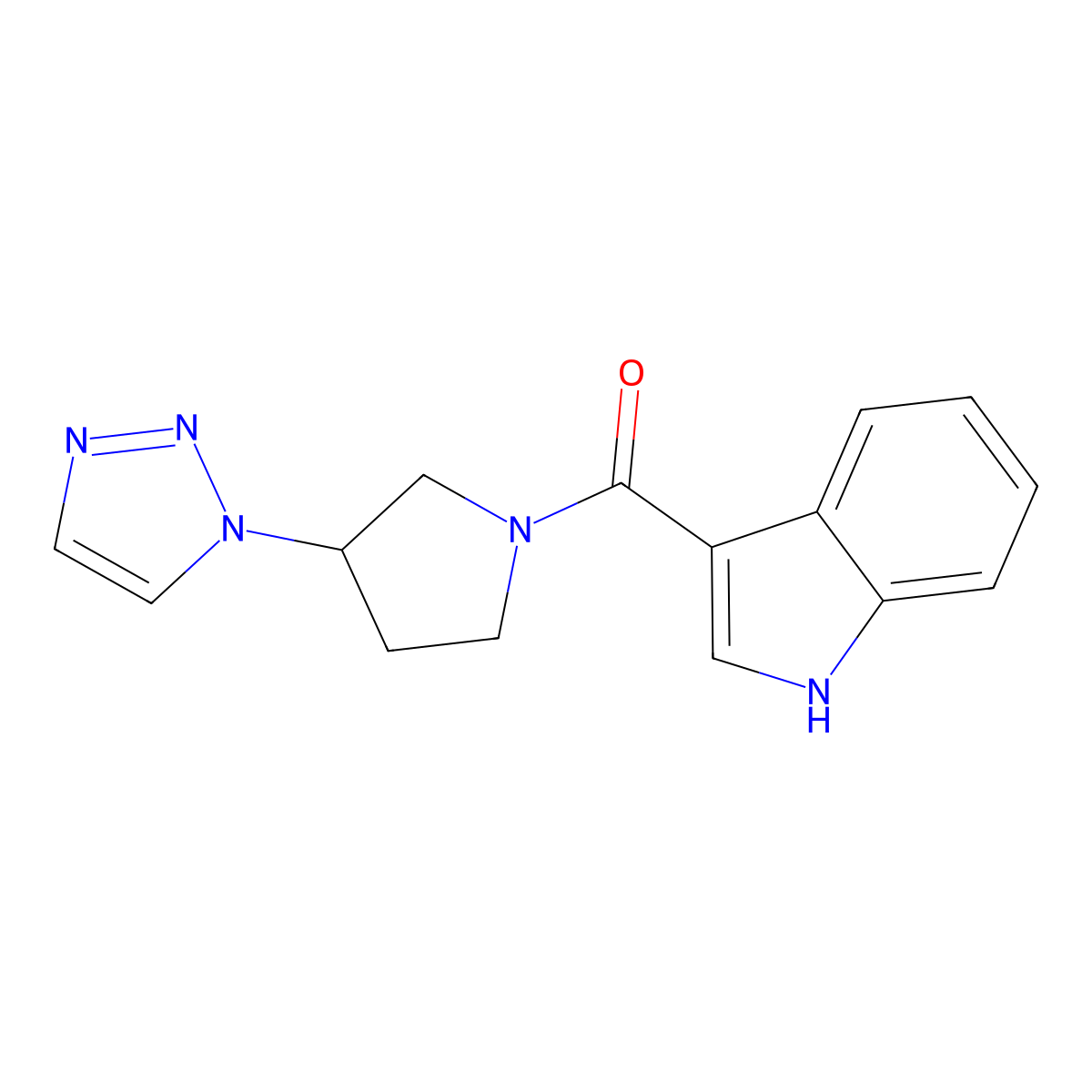 3-[3-(1H-1,2,3-triazol-1-yl)pyrrolidine-1-carbonyl]-1H-indole molecular structure, CAS 2199212-80-9