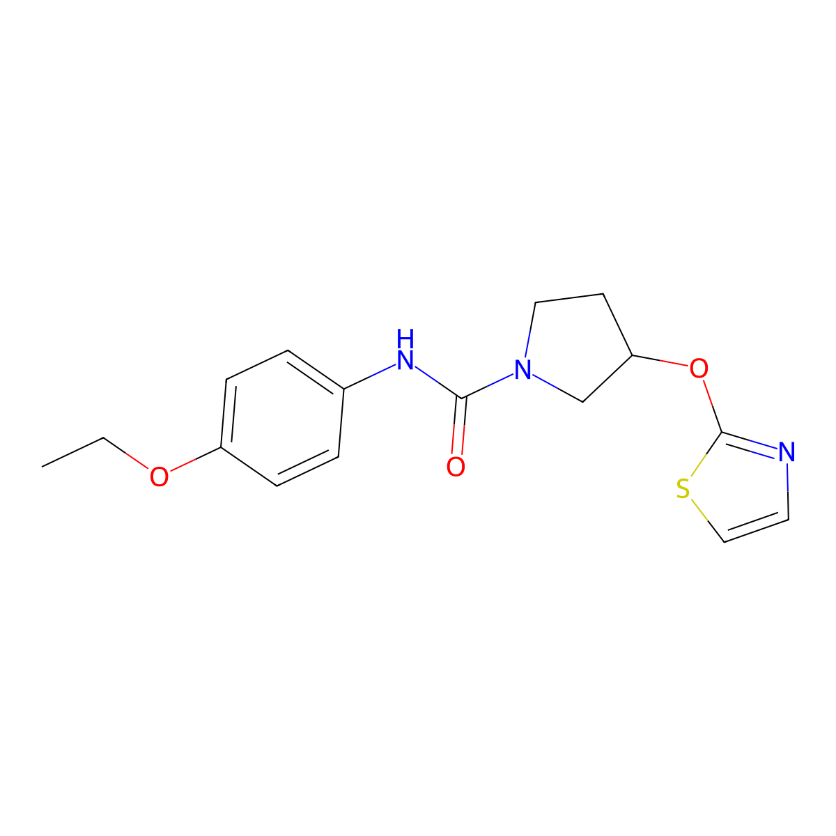 N-(4-ethoxyphenyl)-3-(1,3-thiazol-2-yloxy)pyrrolidine-1-carboxamide molecular structure, CAS 2199234-58-5