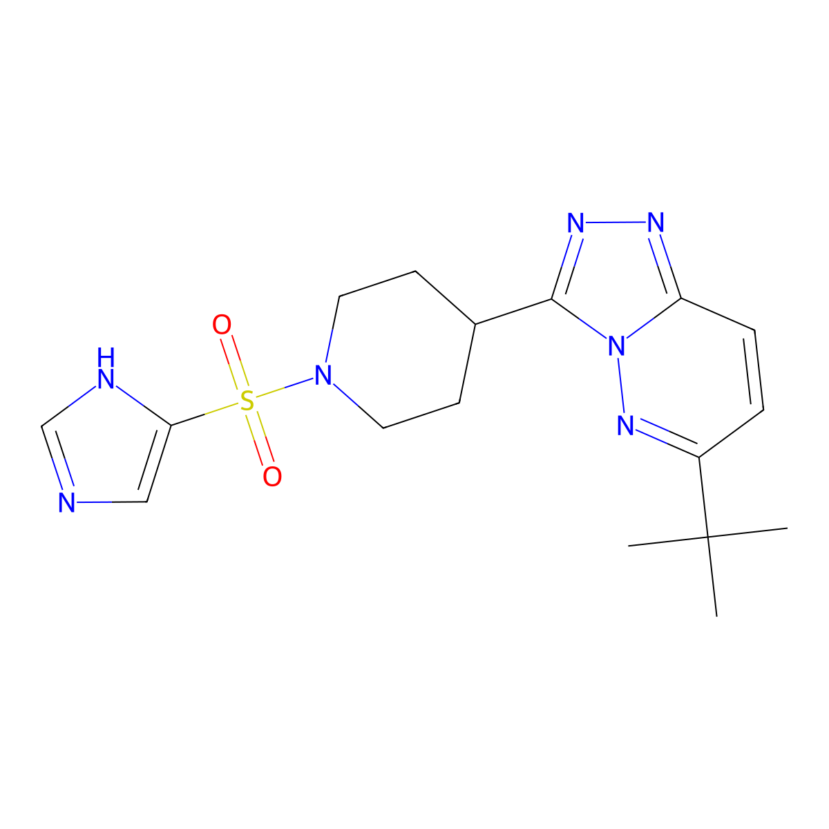 4-{6-tert-butyl-[1,2,4]triazolo[4,3-b]pyridazin-3-yl}-1-(1H-imidazole-4-sulfonyl)piperidine molecular structure, CAS 2199235-44-2