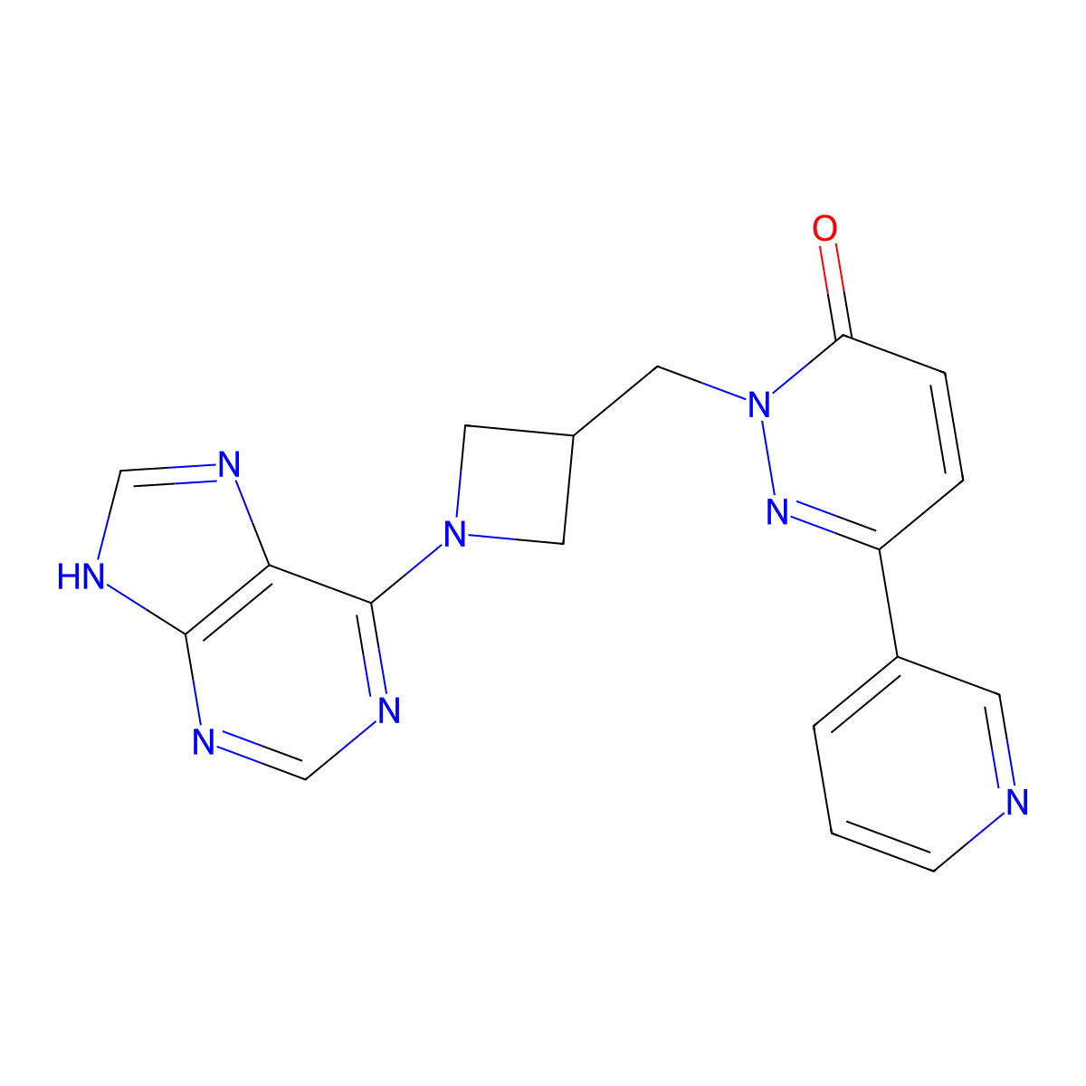 2-{[1-(9H-purin-6-yl)azetidin-3-yl]methyl}-6-(pyridin-3-yl)-2,3-dihydropyridazin-3-one molecular structure, CAS 2199235-83-9