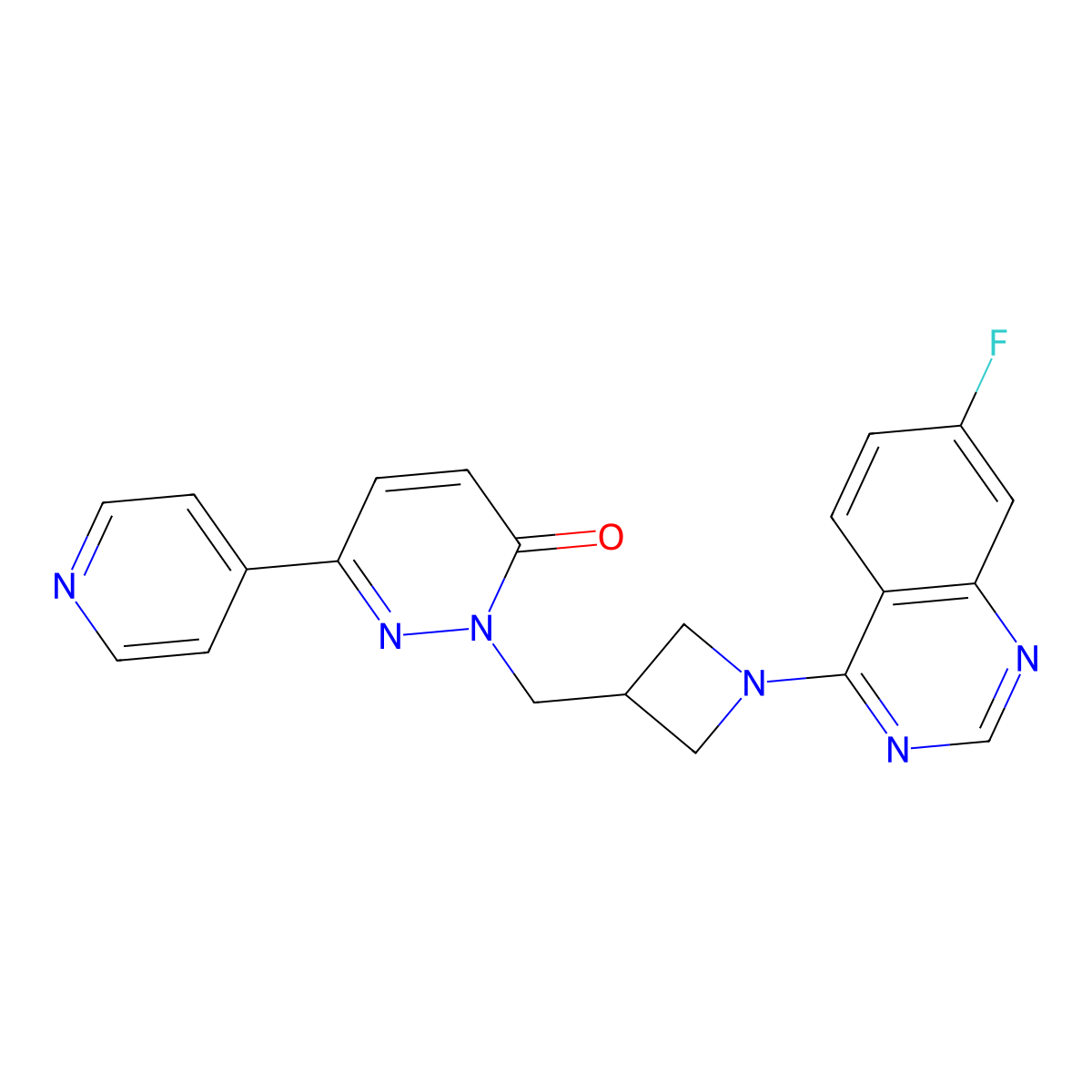 2-{[1-(7-Fluoroquinazolin-4-yl)azetidin-3-yl]methyl}-6-(pyridin-4-yl)-2,3-dihydropyridazin-3-one molecular structure, CAS 2199236-55-8