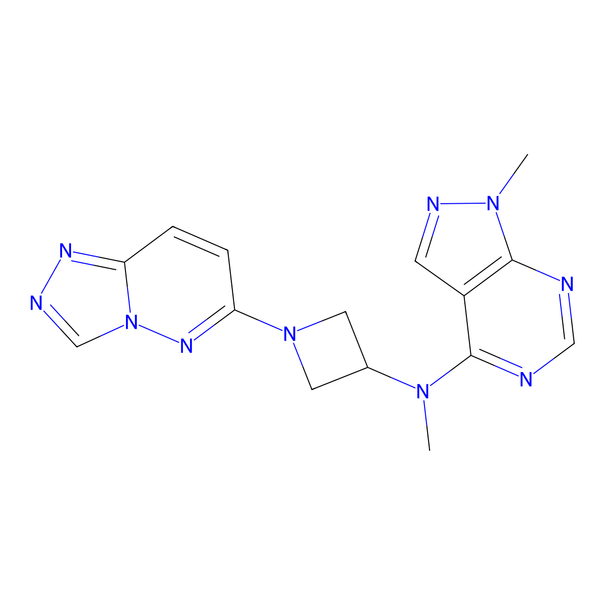 N-methyl-N-{1-methyl-1H-pyrazolo[3,4-d]pyrimidin-4-yl}-1-{[1,2,4]triazolo[4,3-b]pyridazin-6-yl}azetidin-3-amine molecular structure, CAS 2199236-64-9