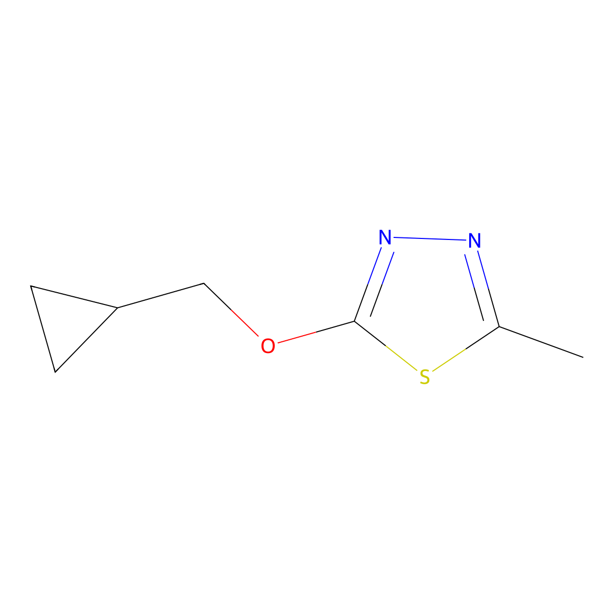 2-(Cyclopropylmethoxy)-5-methyl-1,3,4-thiadiazole molecular structure, CAS 2199275-19-7