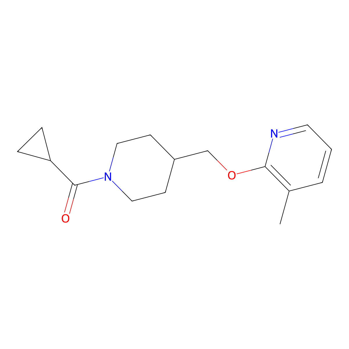 2-[(1-Cyclopropanecarbonylpiperidin-4-yl)methoxy]-3-methylpyridine molecular structure, CAS 2199276-09-8