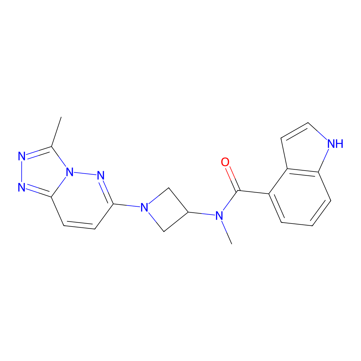 N-methyl-N-(1-{3-methyl-[1,2,4]triazolo[4,3-b]pyridazin-6-yl}azetidin-3-yl)-1H-indole-4-carboxamide molecular structure, CAS 2199280-63-0