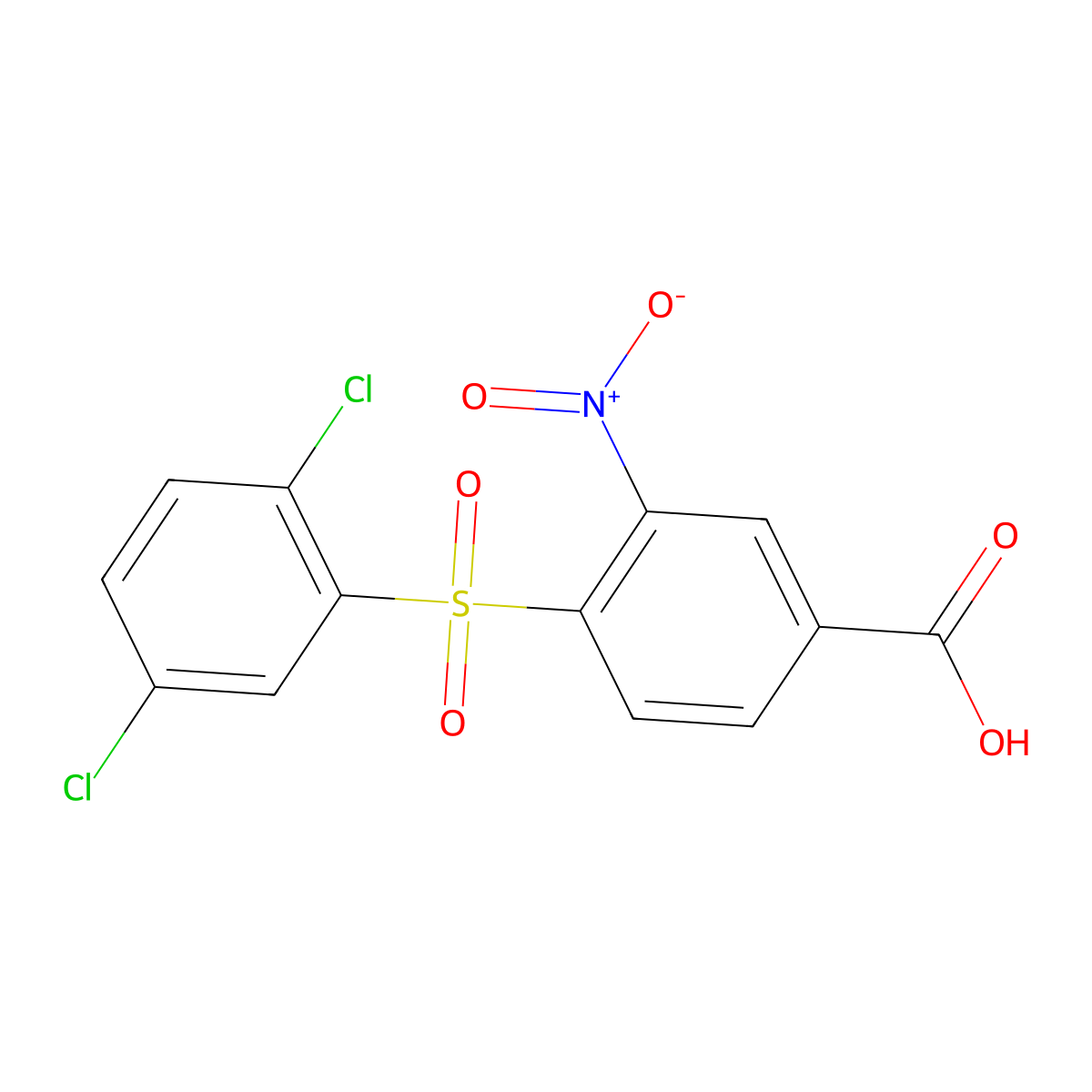 4-[(2,5-Dichlorophenyl)sulfonyl]-3-nitrobenzoic acid molecular structure, CAS 219930-11-7