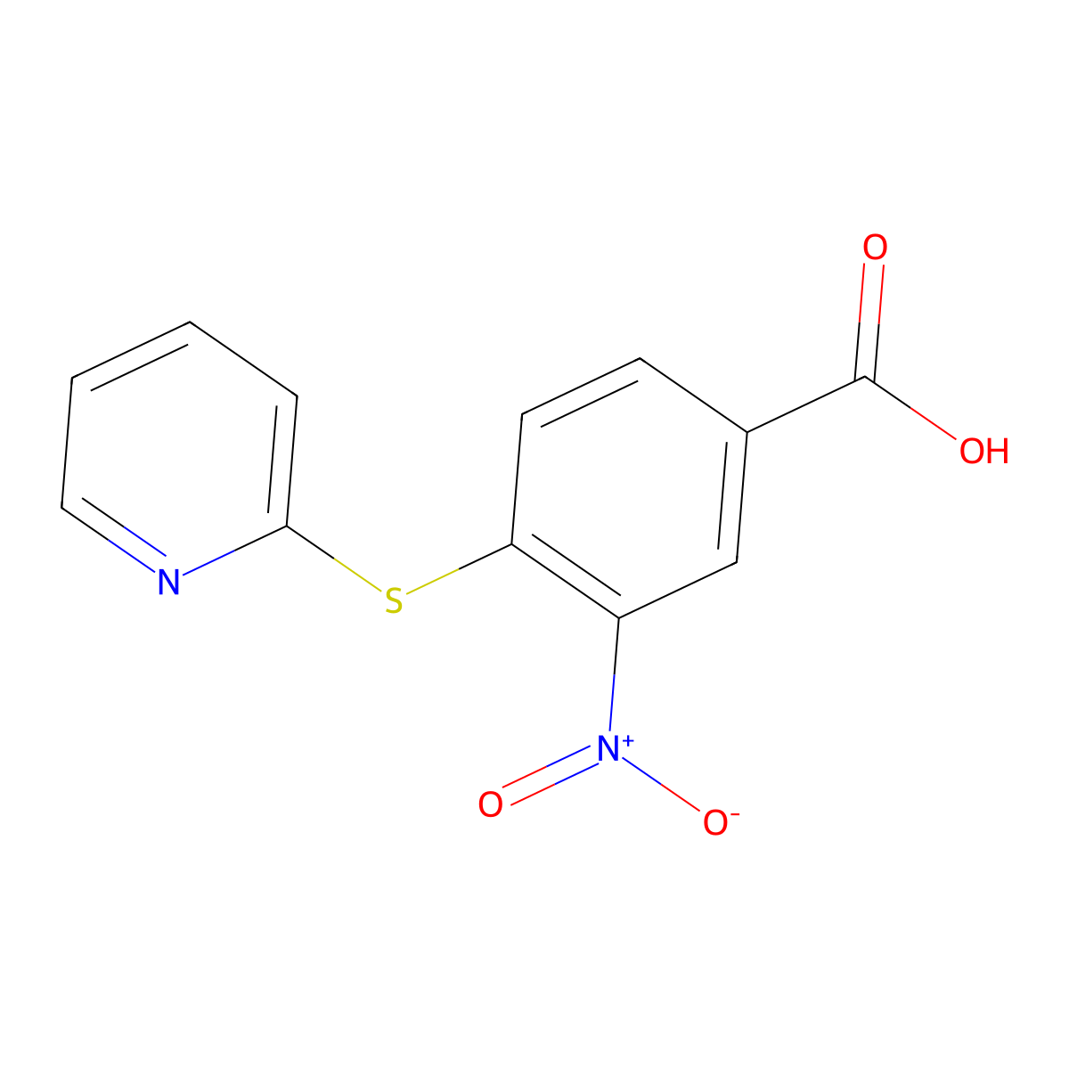 3-Nitro-4-(2-pyridylthio)benzoic acid molecular structure, CAS 219930-74-2