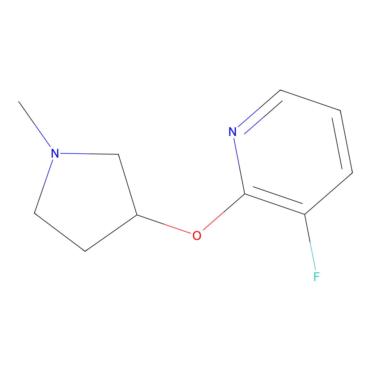 3-Fluoro-2-[(1-methylpyrrolidin-3-yl)oxy]pyridine molecular structure, CAS 2199302-38-8