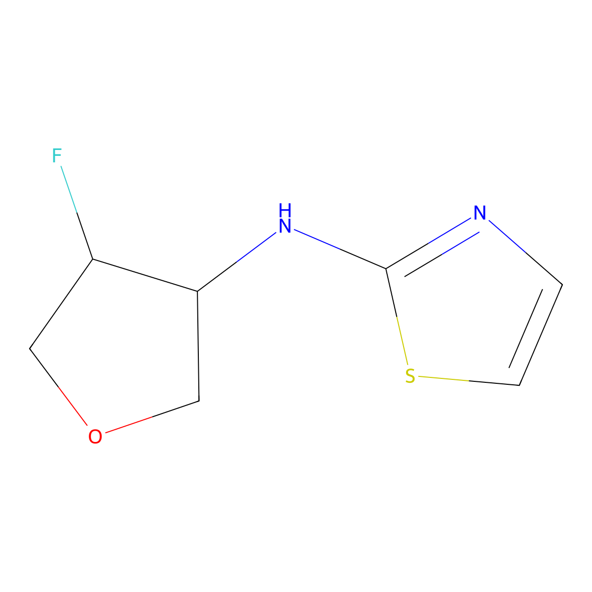 N-(4-fluorooxolan-3-yl)-1,3-thiazol-2-amine molecular structure, CAS 2199302-42-4