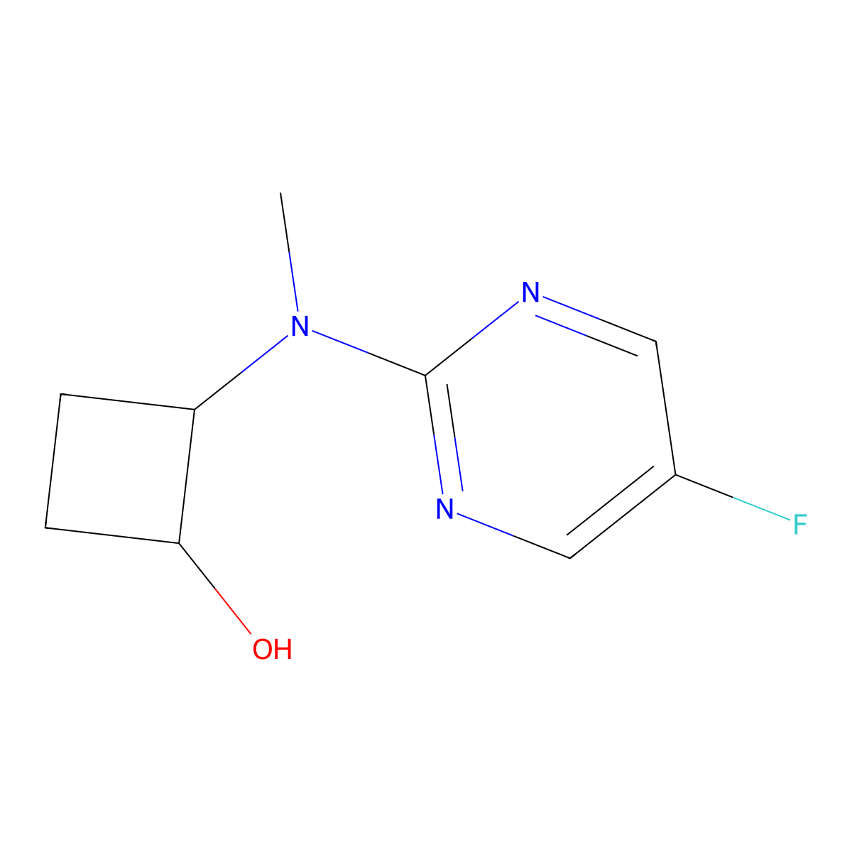 2-[(5-Fluoropyrimidin-2-yl)(methyl)amino]cyclobutan-1-ol molecular structure, CAS 2199302-67-3