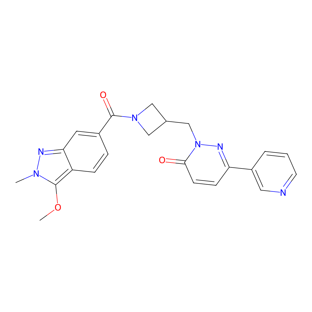 2-{[1-(3-methoxy-2-methyl-2H-indazole-6-carbonyl)azetidin-3-yl]methyl}-6-(pyridin-3-yl)-2,3-dihydropyridazin-3-one molecular structure, CAS 2199304-35-1