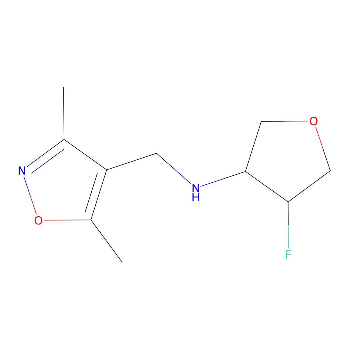 (3R,4S)-N-[(3,5-dimethyl-1,2-oxazol-4-yl)methyl]-4-fluorooxolan-3-amine molecular structure, CAS 2199317-25-2