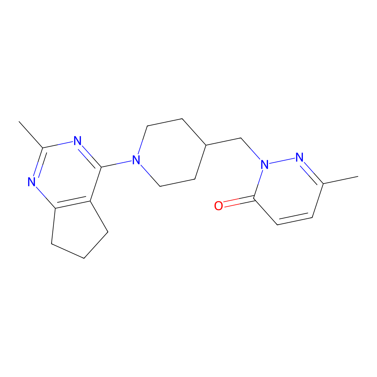 6-methyl-2-[(1-{2-methyl-5H,6H,7H-cyclopenta[d]pyrimidin-4-yl}piperidin-4-yl)methyl]-2,3-dihydropyridazin-3-one molecular structure, CAS 2199317-59-2