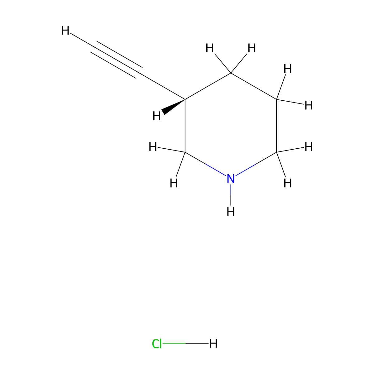 (3S)-3-ethynylpiperidine;hydrochloride molecular structure, CAS 2199320-88-0