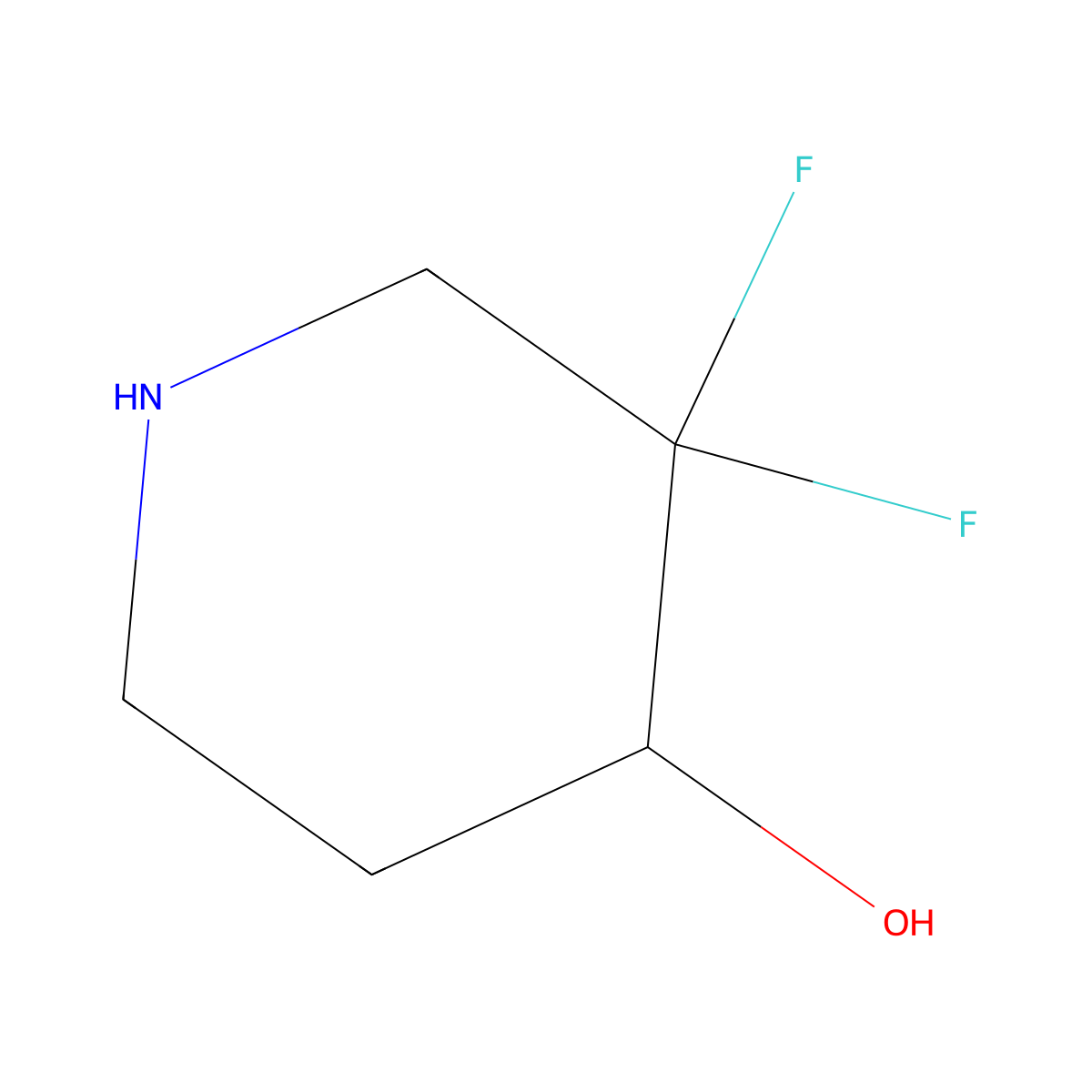 (R)-3,3-Difluoropiperidin-4-ol molecular structure, CAS 2199320-91-5