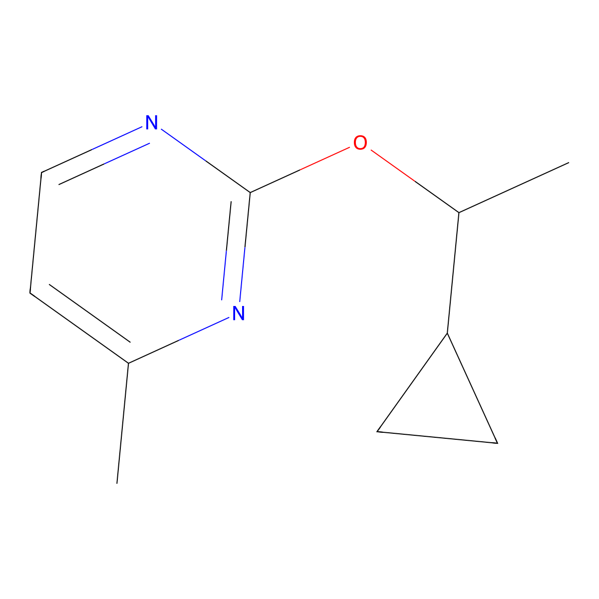 2-(1-Cyclopropylethoxy)-4-methylpyrimidine molecular structure, CAS 2199342-35-1