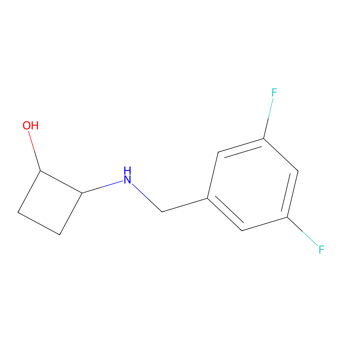2-{[(3,5-Difluorophenyl)methyl]amino}cyclobutan-1-ol molecular structure, CAS 2199344-74-4