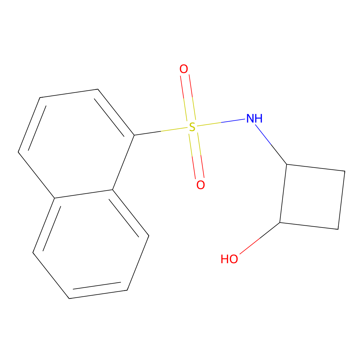 N-(2-hydroxycyclobutyl)naphthalene-1-sulfonamide molecular structure, CAS 2199347-60-7