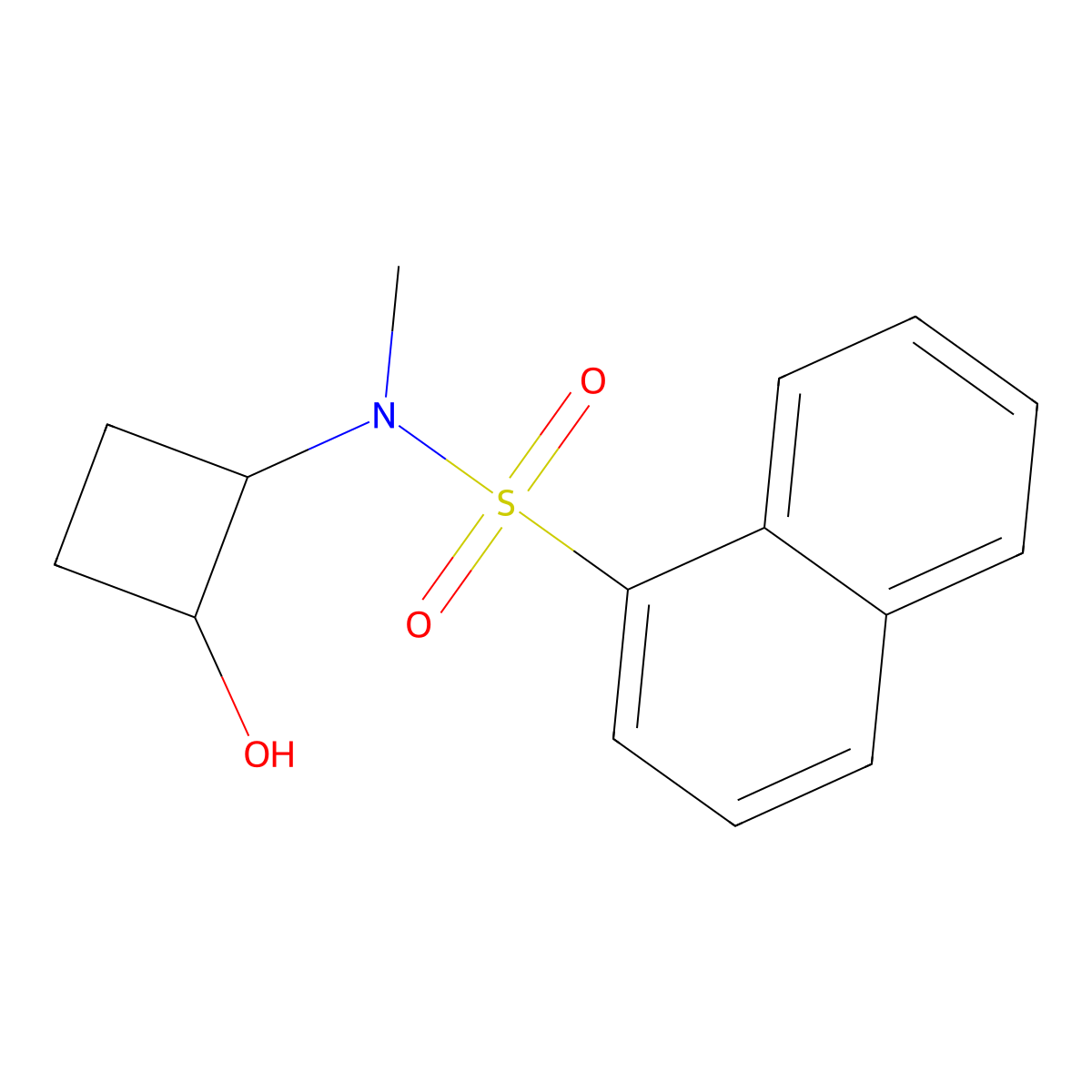 N-(2-hydroxycyclobutyl)-N-methylnaphthalene-1-sulfonamide molecular structure, CAS 2199348-26-8