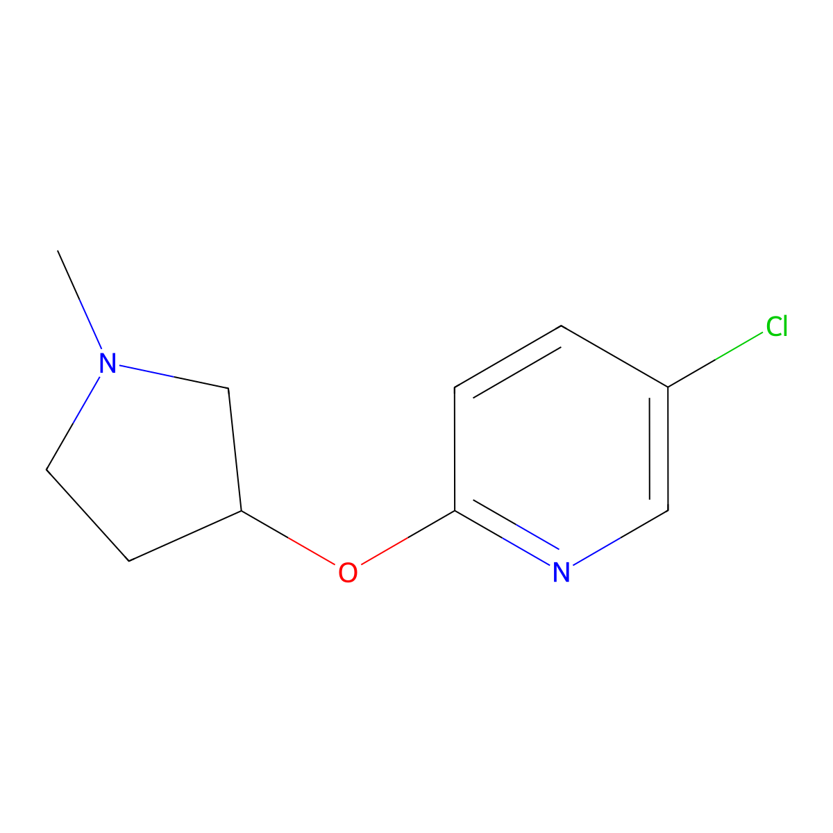 5-Chloro-2-[(1-methylpyrrolidin-3-yl)oxy]pyridine molecular structure, CAS 2199367-53-6