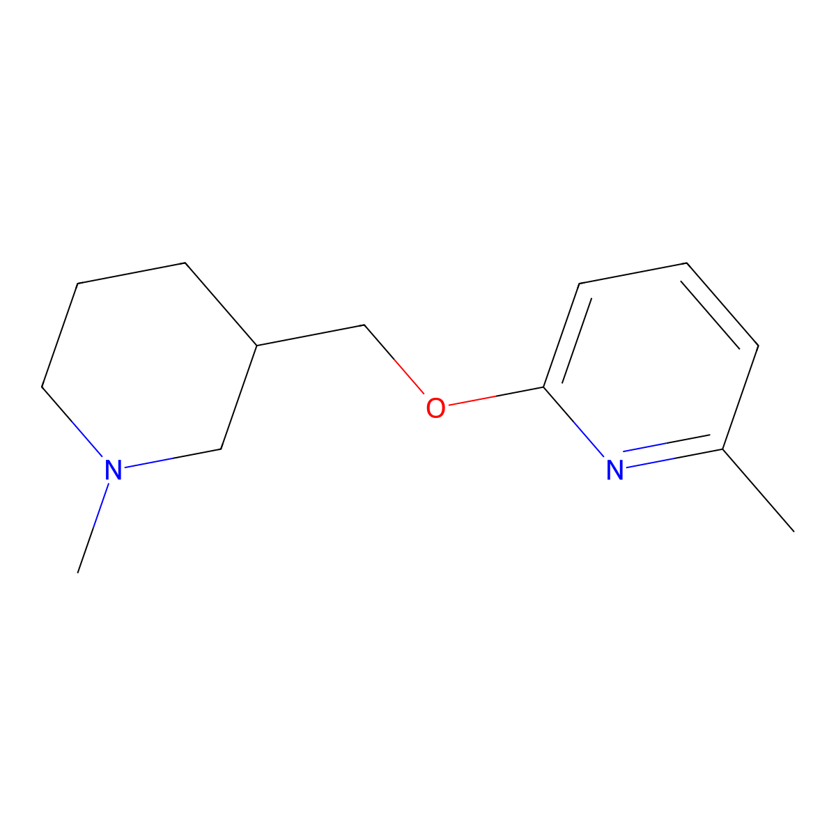2-Methyl-6-[(1-methylpiperidin-3-yl)methoxy]pyridine molecular structure, CAS 2199368-73-3