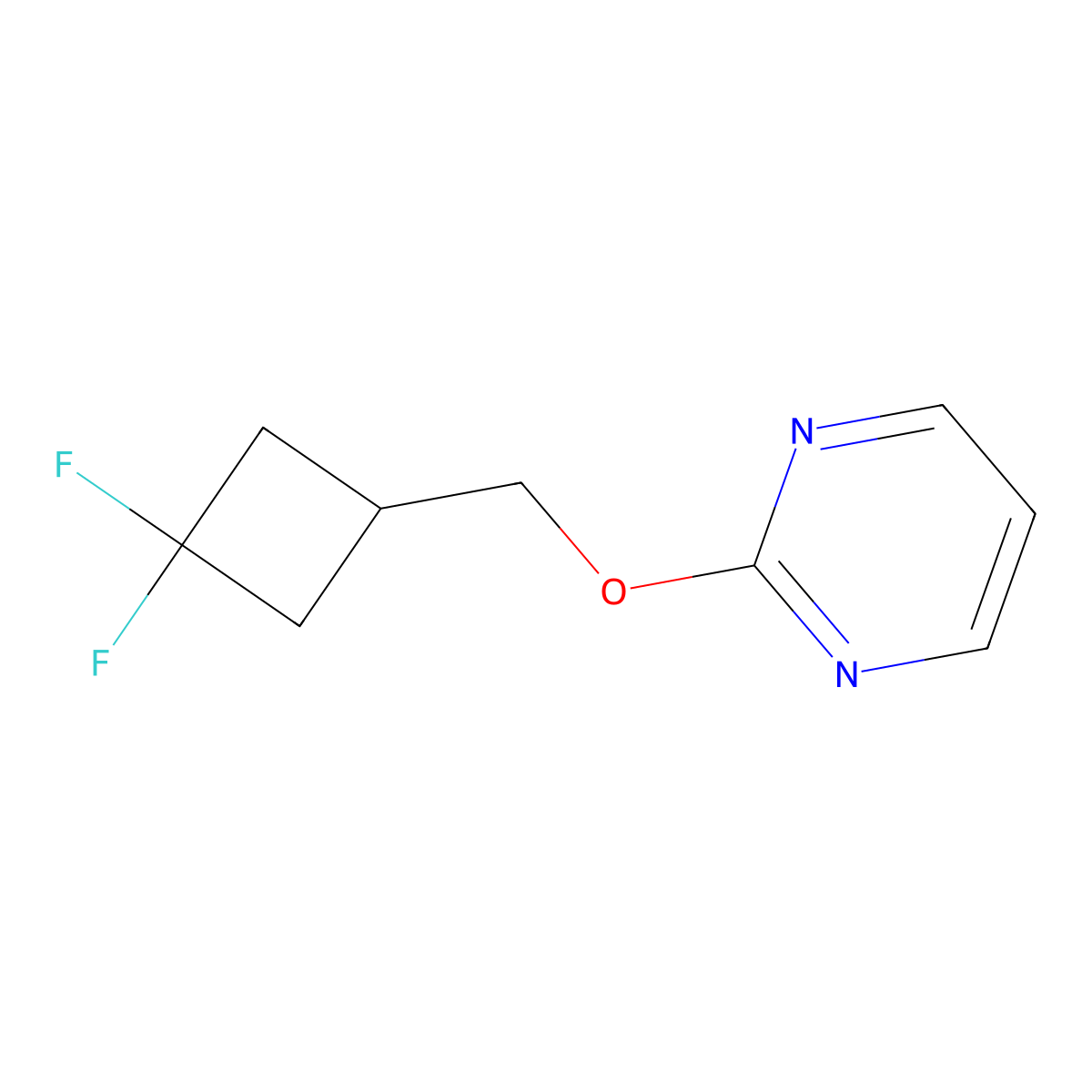 2-[(3,3-Difluorocyclobutyl)methoxy]pyrimidine molecular structure, CAS 2199369-15-6