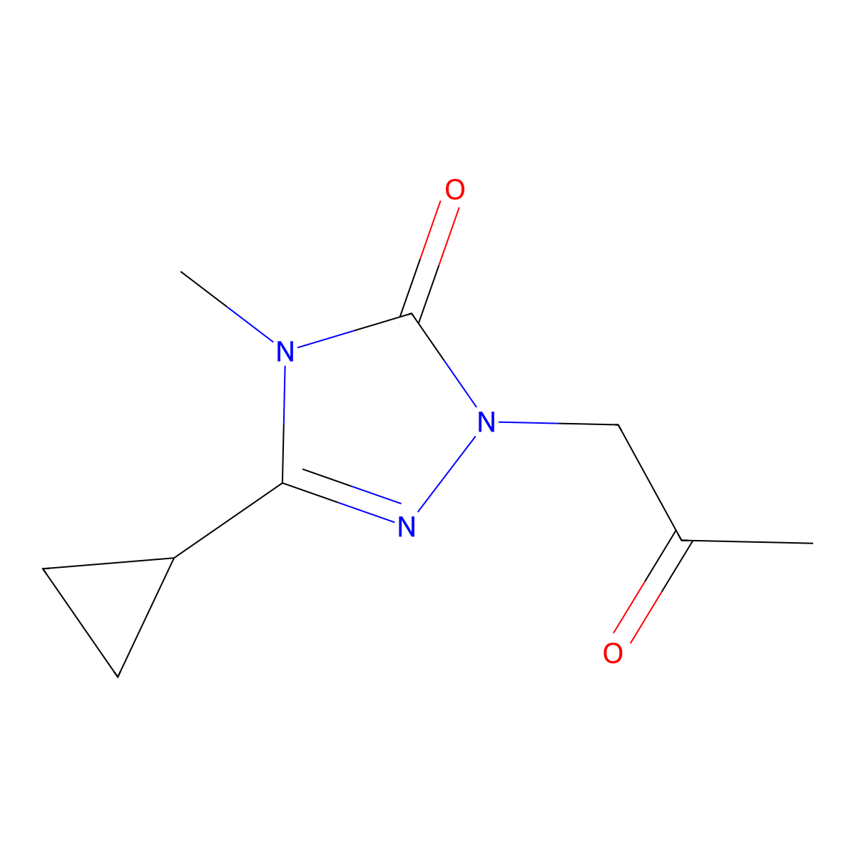 3-cyclopropyl-4-methyl-1-(2-oxopropyl)-4,5-dihydro-1H-1,2,4-triazol-5-one molecular structure, CAS 2199369-22-5