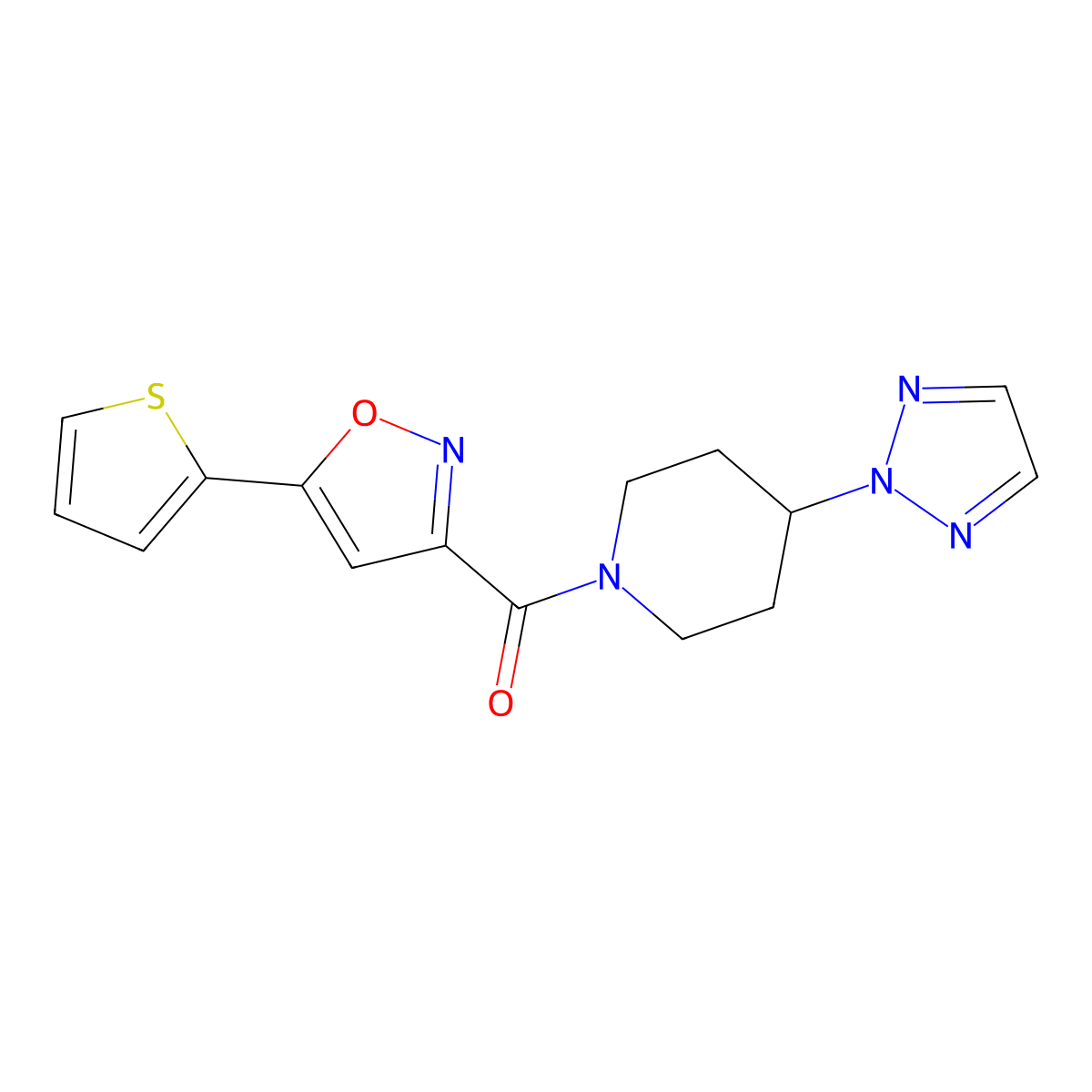 (4-(2H-1,2,3-triazol-2-yl)piperidin-1-yl)(5-(thiophen-2-yl)isoxazol-3-yl)methanone molecular structure, CAS 2199371-96-3