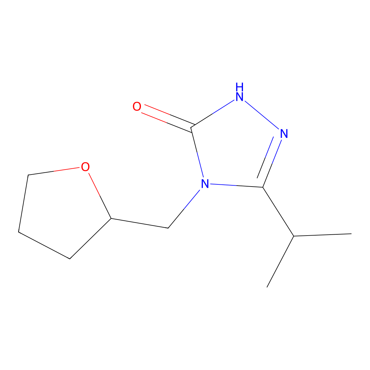 4-[(oxolan-2-yl)methyl]-3-(propan-2-yl)-4,5-dihydro-1H-1,2,4-triazol-5-one molecular structure, CAS 2199385-06-1