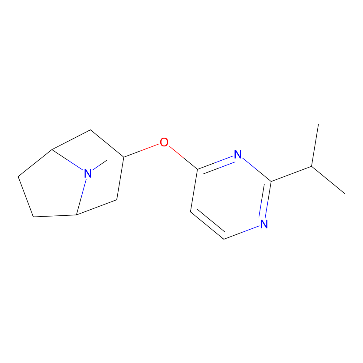 8-Methyl-3-{[2-(propan-2-yl)pyrimidin-4-yl]oxy}-8-azabicyclo[3.2.1]octane molecular structure, CAS 2199385-97-0