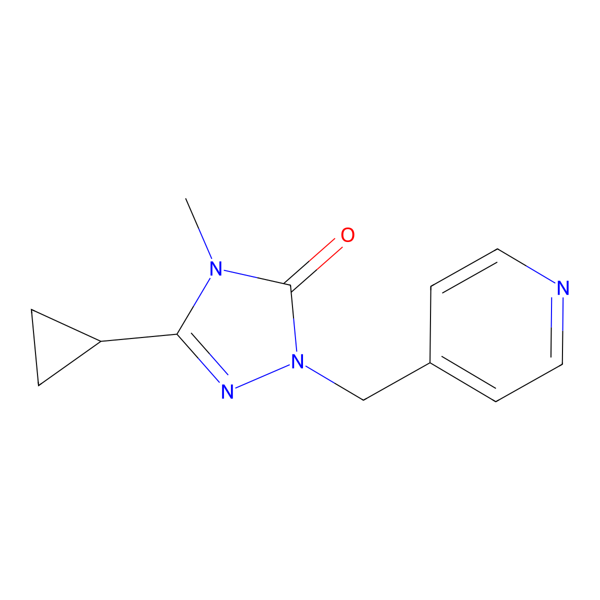 3-cyclopropyl-4-methyl-1-[(pyridin-4-yl)methyl]-4,5-dihydro-1H-1,2,4-triazol-5-one molecular structure, CAS 2199386-17-7