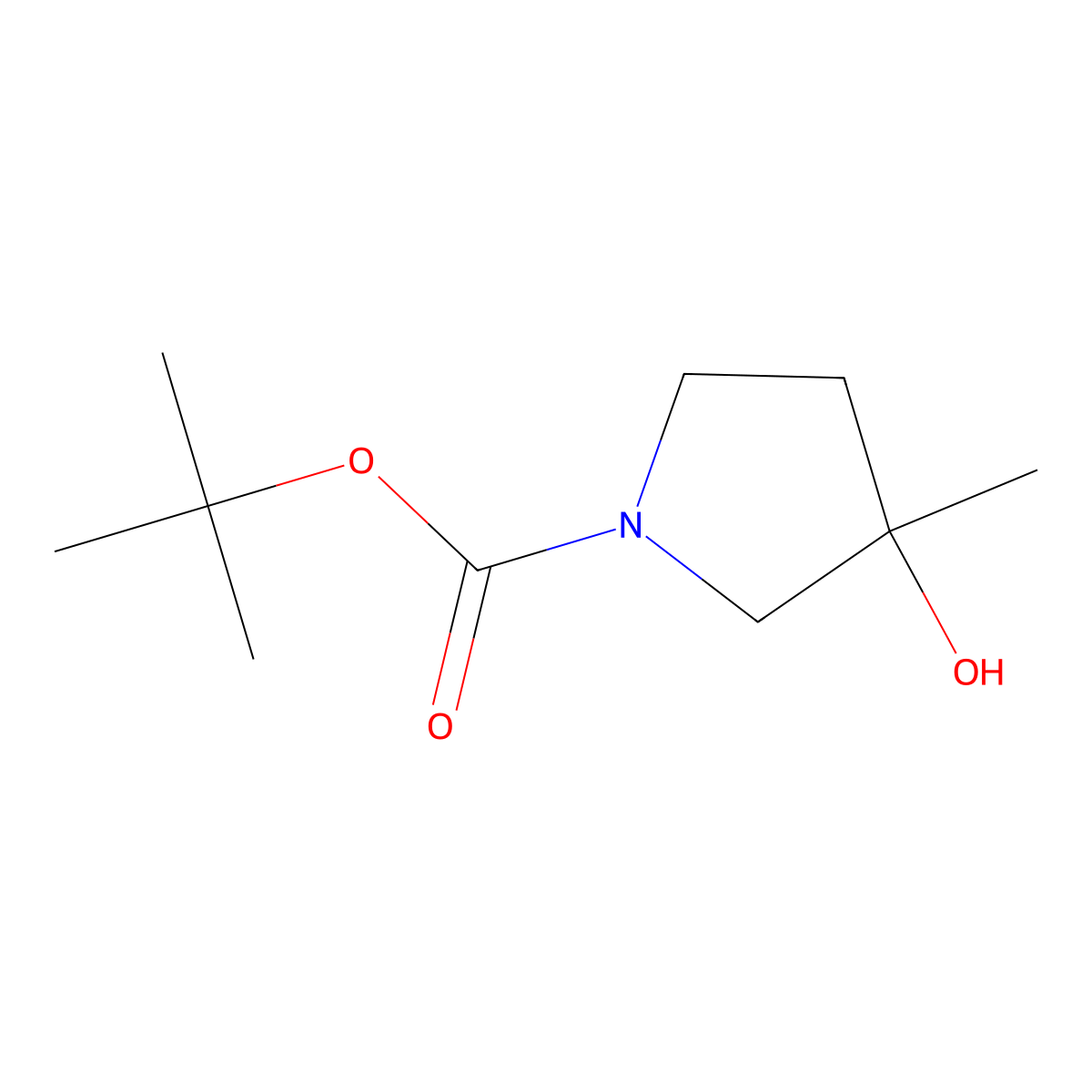(R)-1-Boc-3-methylpyrrolidin-3-OL molecular structure, CAS 2199389-00-7