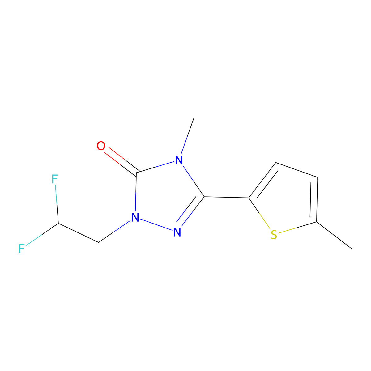 1-(2,2-difluoroethyl)-4-methyl-3-(5-methylthiophen-2-yl)-4,5-dihydro-1H-1,2,4-triazol-5-one molecular structure, CAS 2199417-30-4