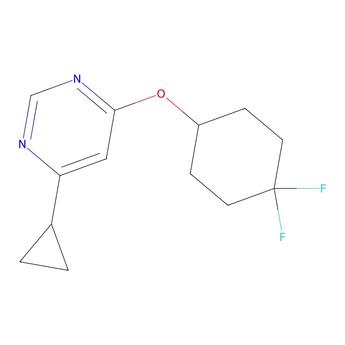 4-Cyclopropyl-6-[(4,4-difluorocyclohexyl)oxy]pyrimidine molecular structure, CAS 2199418-47-6