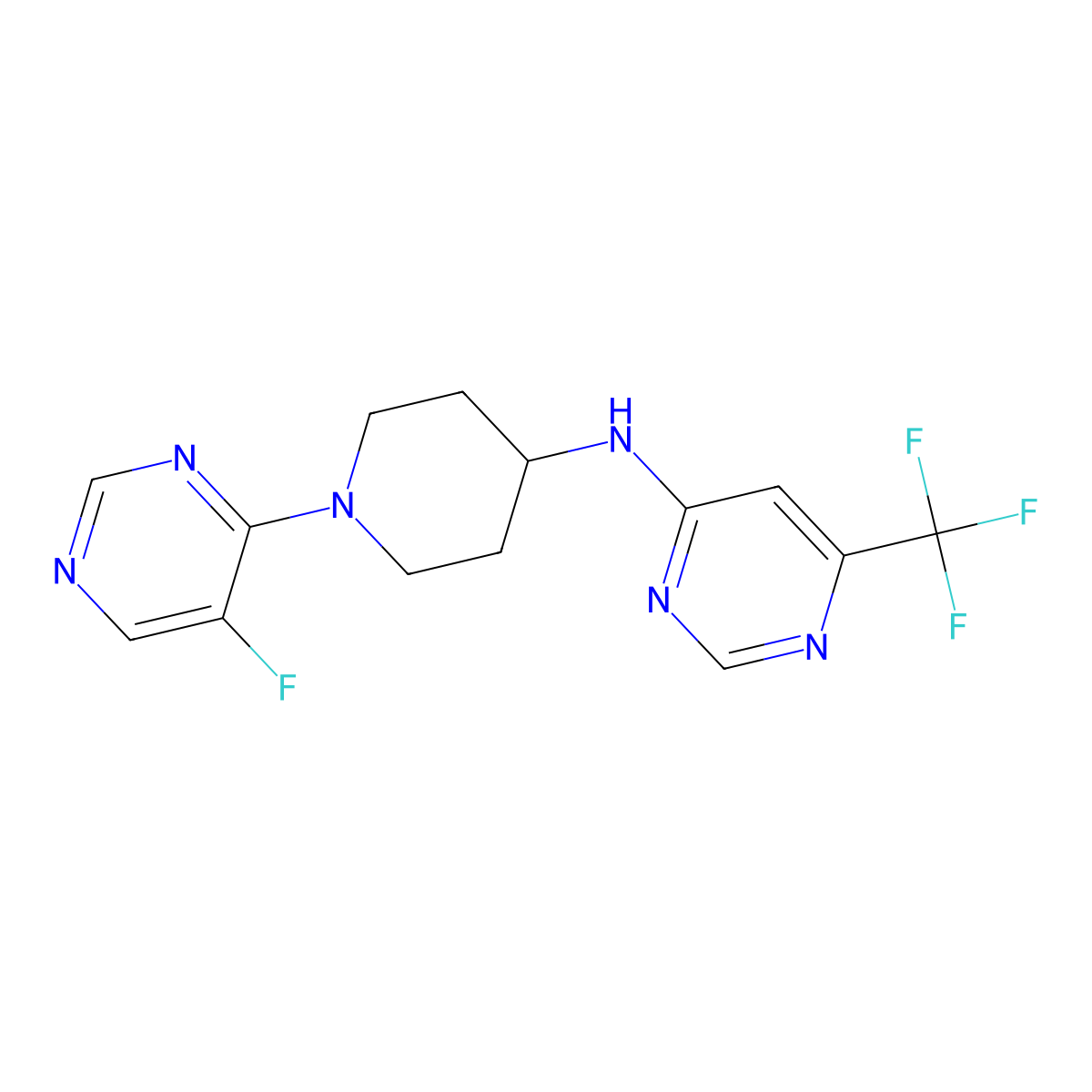 N-[1-(5-fluoropyrimidin-4-yl)piperidin-4-yl]-6-(trifluoromethyl)pyrimidin-4-amine molecular structure, CAS 2199418-65-8