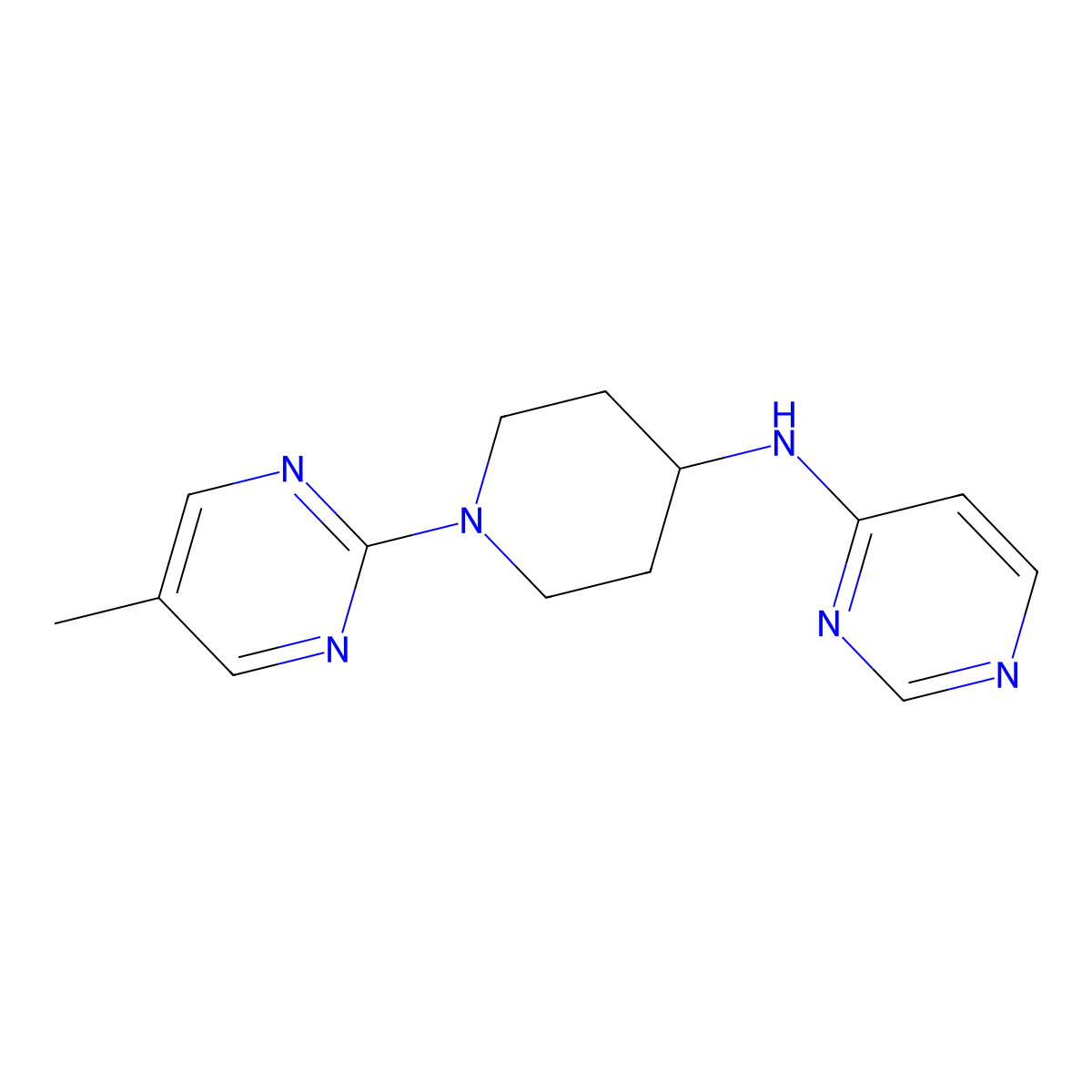 N-[1-(5-methylpyrimidin-2-yl)piperidin-4-yl]pyrimidin-4-amine molecular structure, CAS 2199418-69-2