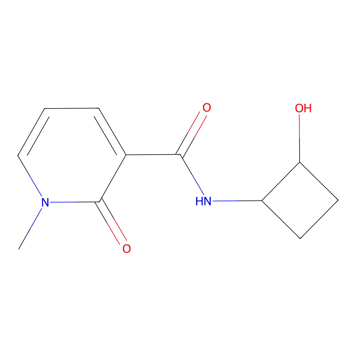 N-(2-hydroxycyclobutyl)-1-methyl-2-oxo-1,2-dihydropyridine-3-carboxamide molecular structure, CAS 2199418-88-5