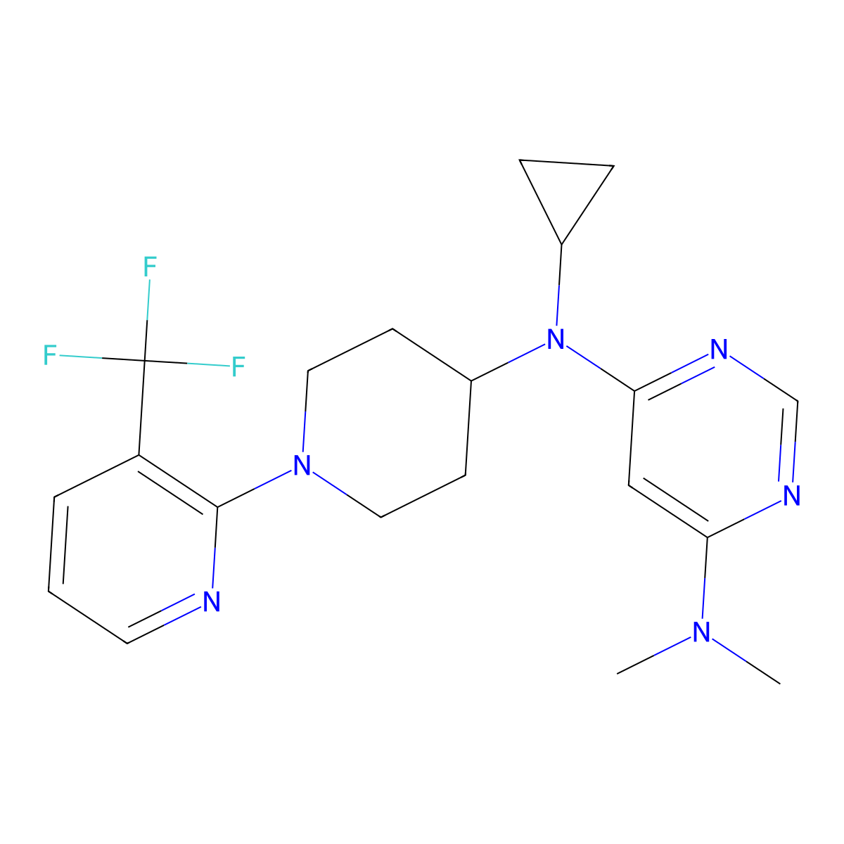 N4-cyclopropyl-N6,N6-dimethyl-N4-{1-[3-(trifluoromethyl)pyridin-2-yl]piperidin-4-yl}pyrimidine-4,6-diamine molecular structure, CAS 2199423-80-6