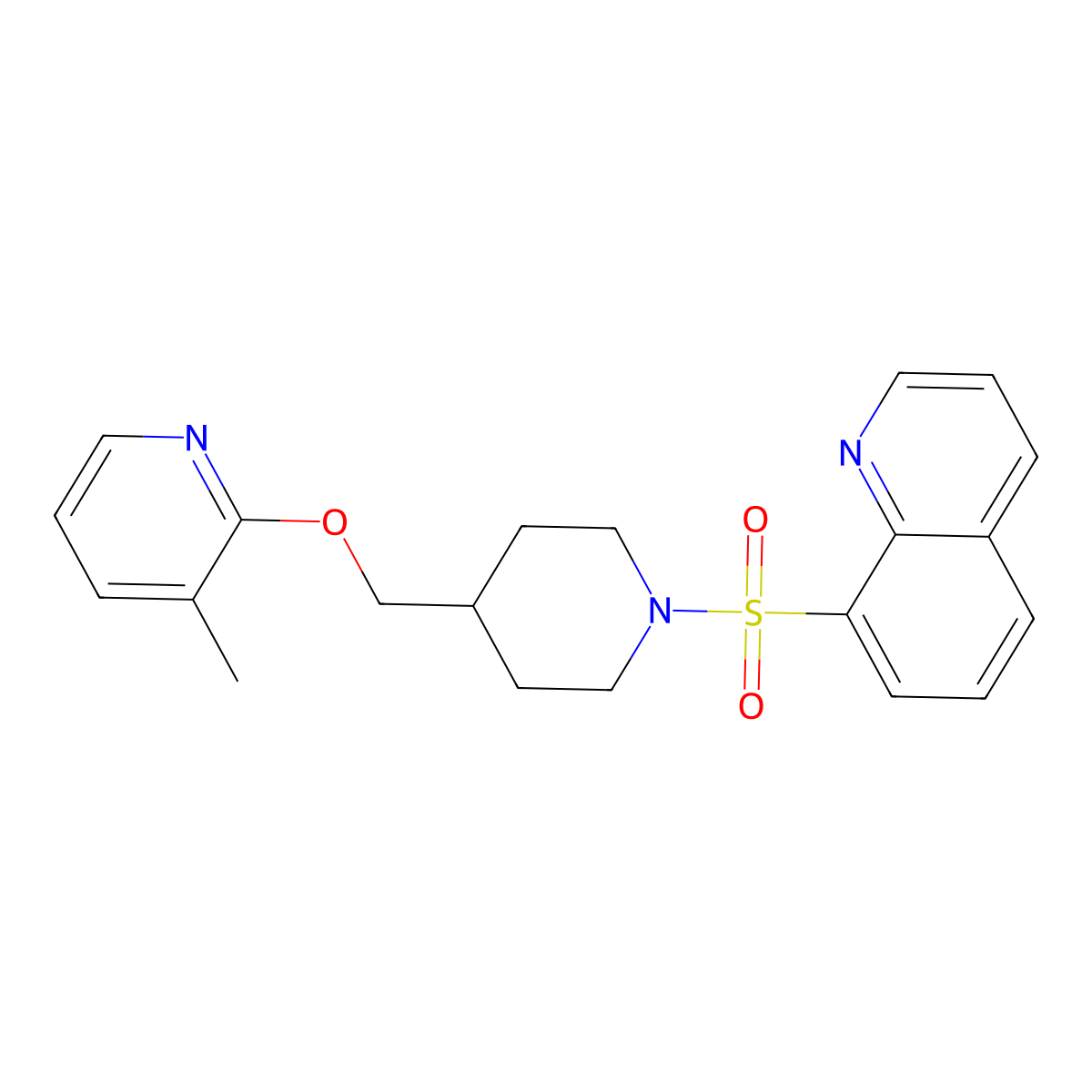 8-[(4-{[(3-Methylpyridin-2-yl)oxy]methyl}piperidin-1-yl)sulfonyl]quinoline molecular structure, CAS 2199426-86-1