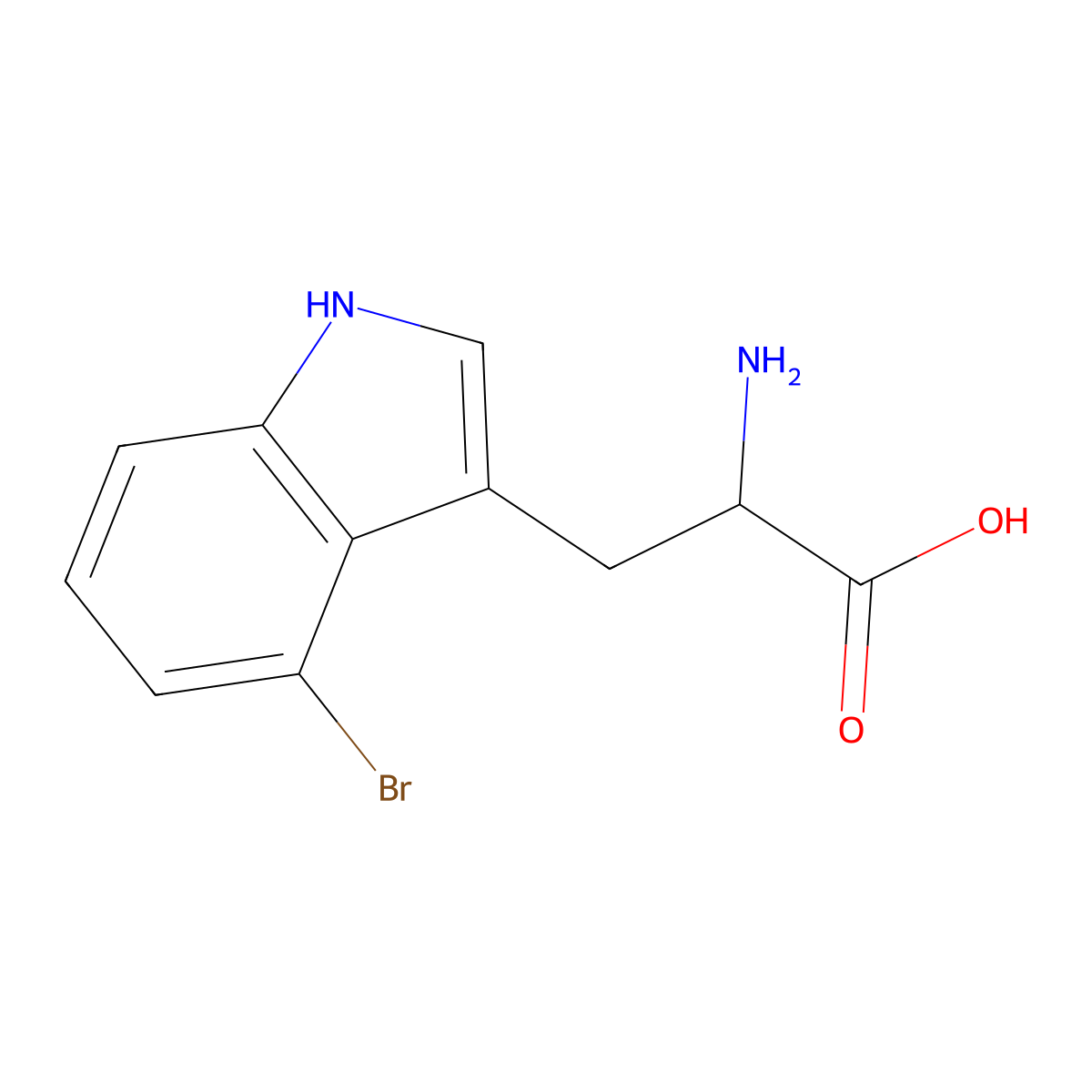 (R)-2-Amino-3-(4-bromo-1H-indol-3-yl)propanoic acid molecular structure, CAS 219943-61-0