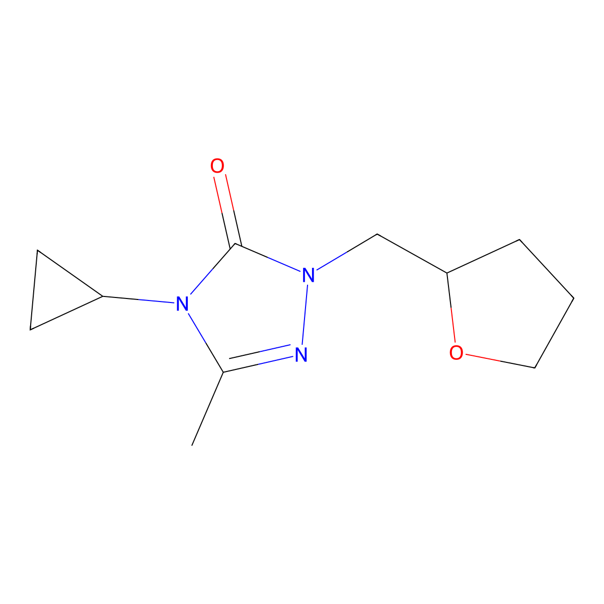 4-cyclopropyl-3-methyl-1-[(oxolan-2-yl)methyl]-4,5-dihydro-1H-1,2,4-triazol-5-one molecular structure, CAS 2199467-01-9