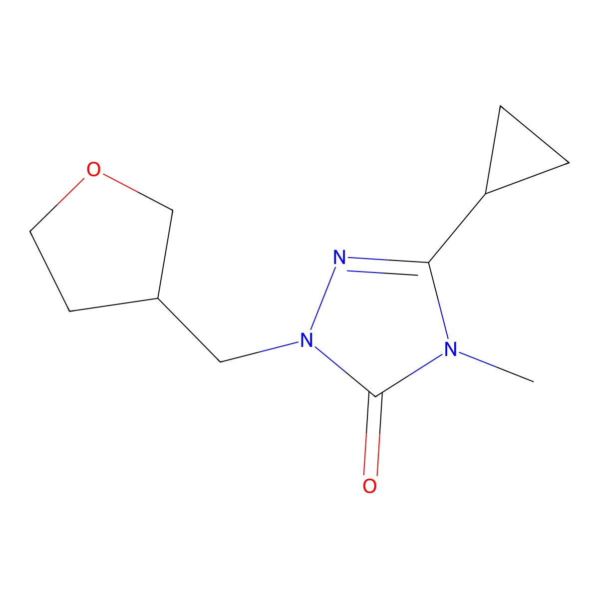3-cyclopropyl-4-methyl-1-[(oxolan-3-yl)methyl]-4,5-dihydro-1H-1,2,4-triazol-5-one molecular structure, CAS 2199467-03-1