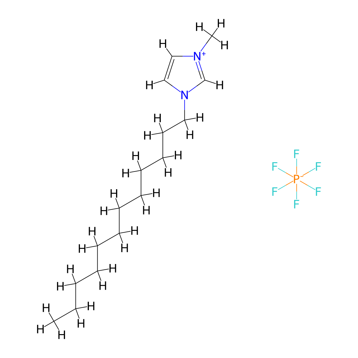 1-Dodecyl-3-methylimidazolium hexafluorophosphate molecular structure, CAS 219947-93-0