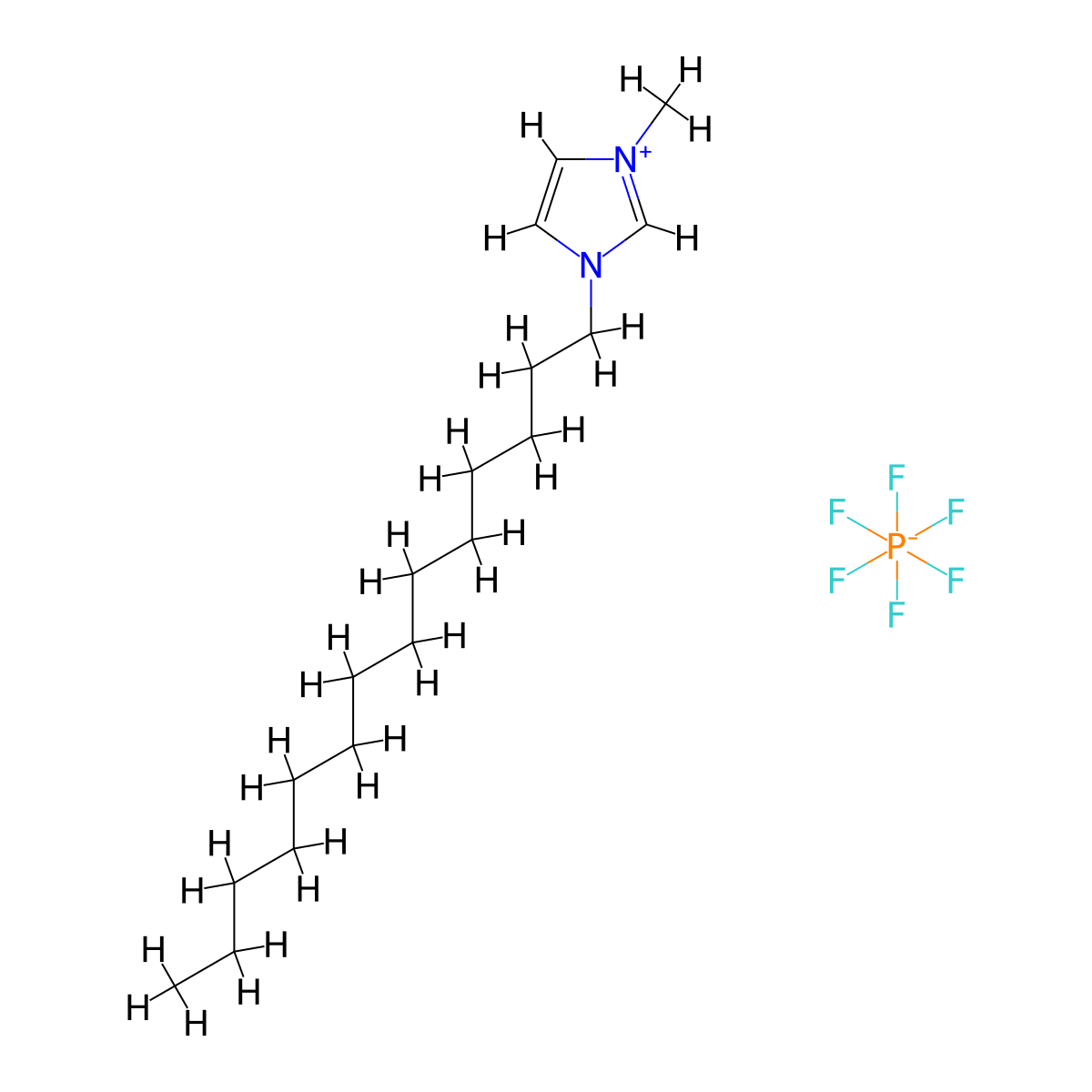 1-Tetradecyl-3-methylimidazolium hexafluorophosphate molecular structure, CAS 219947-94-1