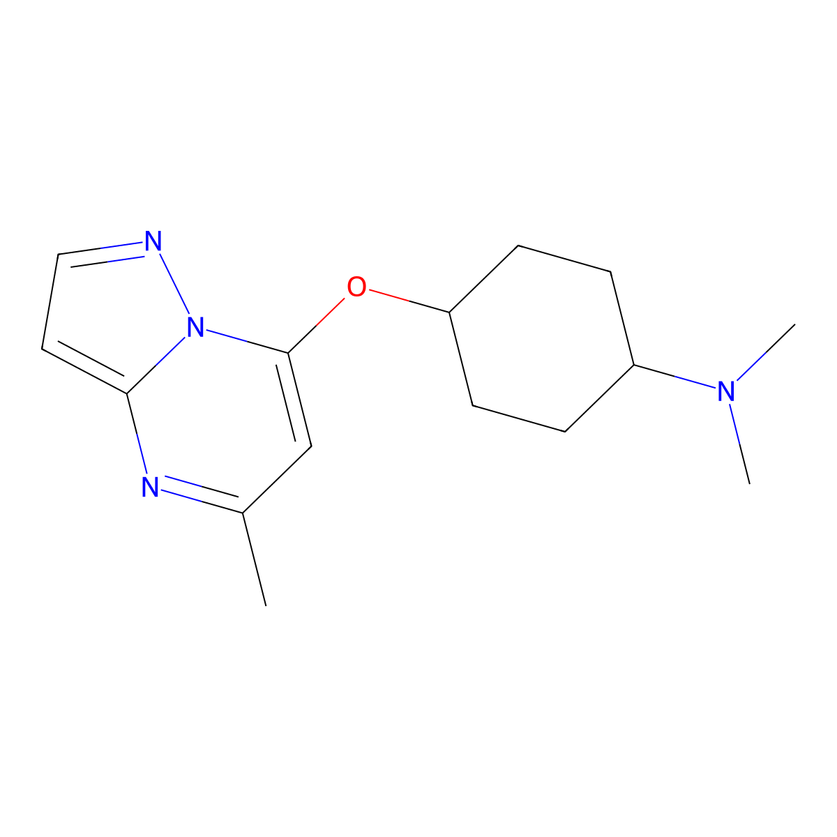 N,N-dimethyl-4-({5-methylpyrazolo[1,5-a]pyrimidin-7-yl}oxy)cyclohexan-1-amine molecular structure, CAS 2199473-85-1