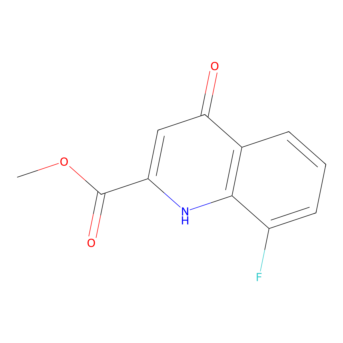Methyl 8-fluoro-4-hydroxyquinoline-2-carboxylate molecular structure, CAS 219949-89-0