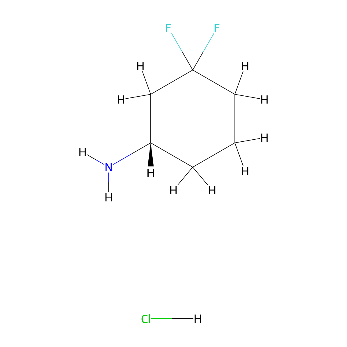 (1S)-3,3-difluorocyclohexan-1-amine hydrochloride molecular structure, CAS 2199497-63-5