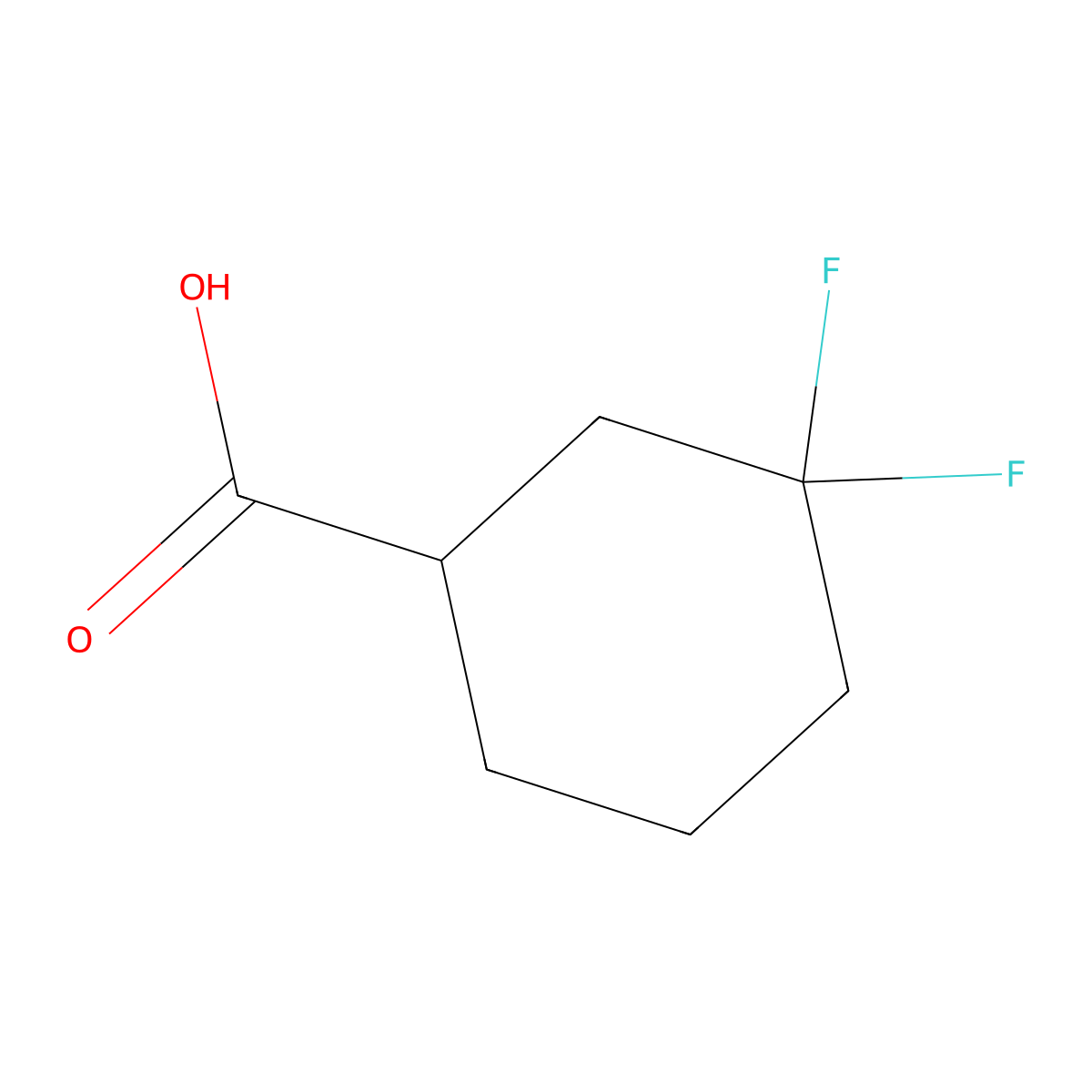 (1S)-3,3-difluorocyclohexane-1-carboxylic acid molecular structure, CAS 2199500-65-5