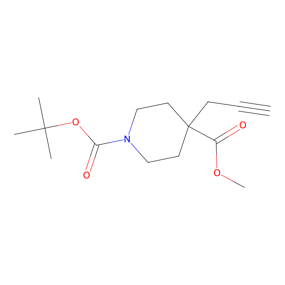 1-Tert-butyl 4-methyl 4-(prop-2-yn-1-yl)piperidine-1,4-dicarboxylate molecular structure, CAS 2199503-30-3